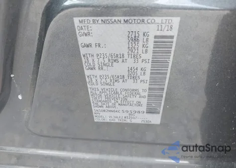 2019 Nissan Pathfinder Sv from USA, damaged, VIN 5N1DR2MN6KC595989